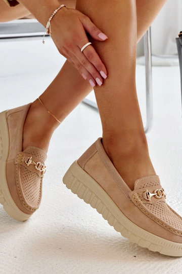 Sapatos bejes de couro com fivela decorativa Taija 2