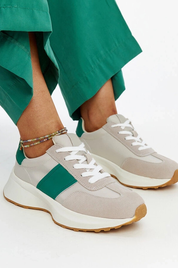 Sneakers de couro cinzas e verdes Ganim