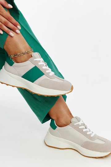 Sneakers de couro cinzas e verdes Ganim 2