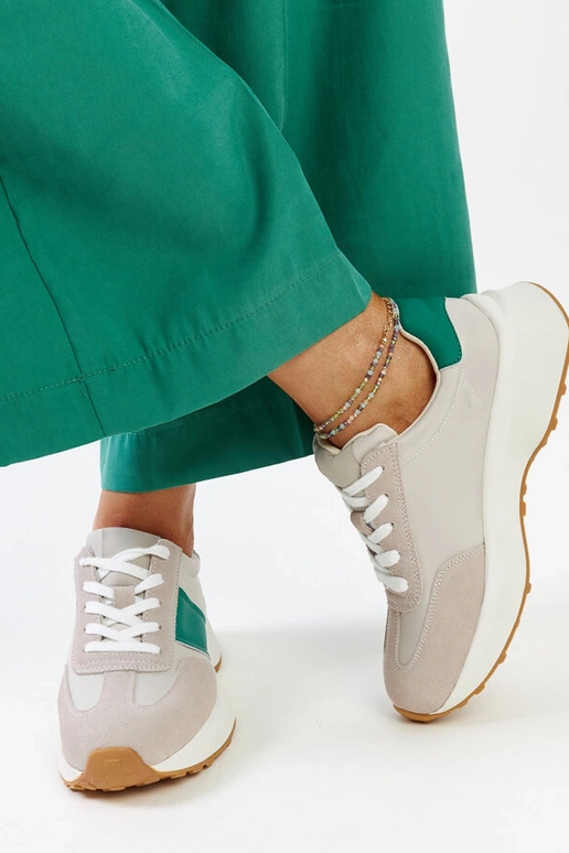 Sneakers de couro cinzas e verdes Ganim