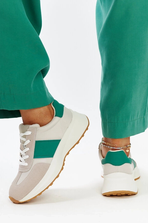 Sneakers de couro cinzas e verdes Ganim