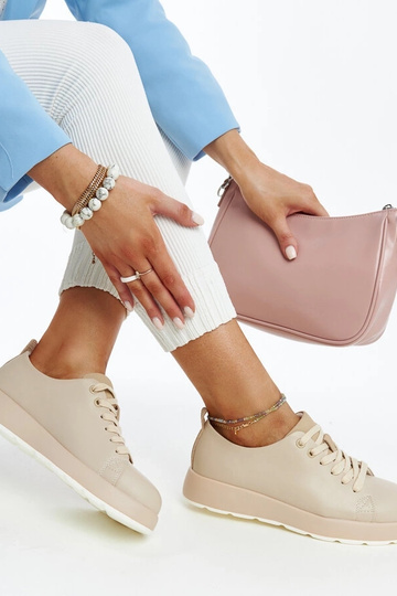 Tênis de couro Samaha bege