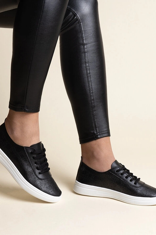 Tênis preto de couro ecológico Whitley Tênis preto de couro ecológico Whitley