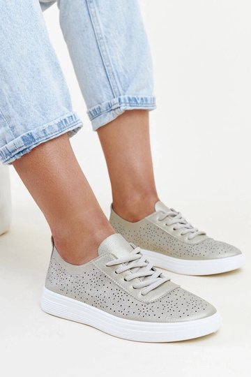 Tênis dourados couro... 2