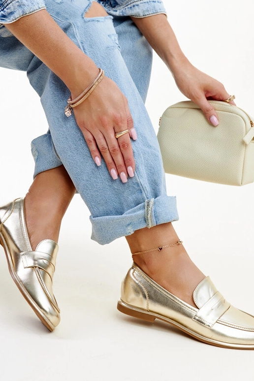 Mocassins clássicos dourados Nasia