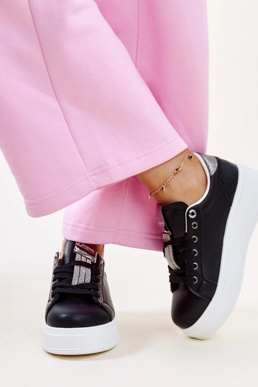 Tênis preto e prata com zircônias da...