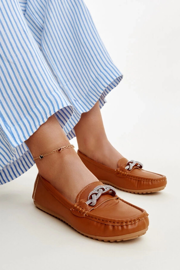 Mocassins marrons decorados com zircões Adiba