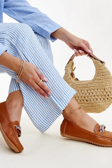 Mocassins marrons decorados com zircões Adiba 2
