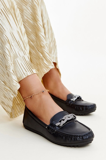 Mocassins pretos decorados com strass Adiba
