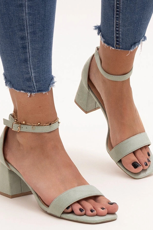 Sandálias Issa Light Green Block Heel