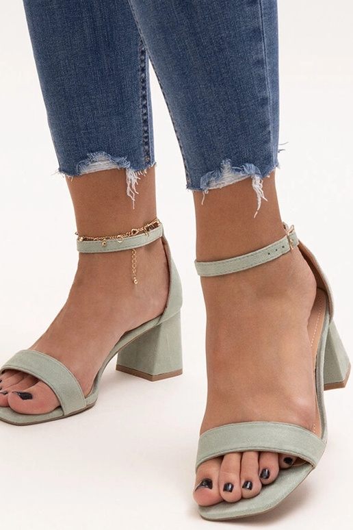 Sandálias Issa Light Green Block Heel