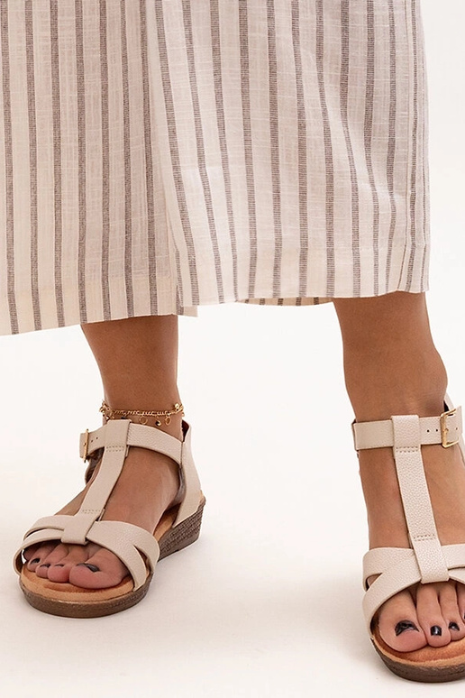 Sandálias plataforma baixas bege Sherine