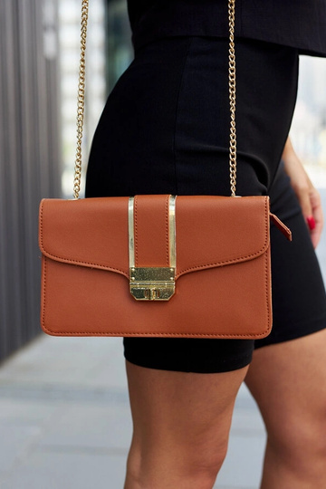 Bolsa de ombro com corrente Elmia marrom 2