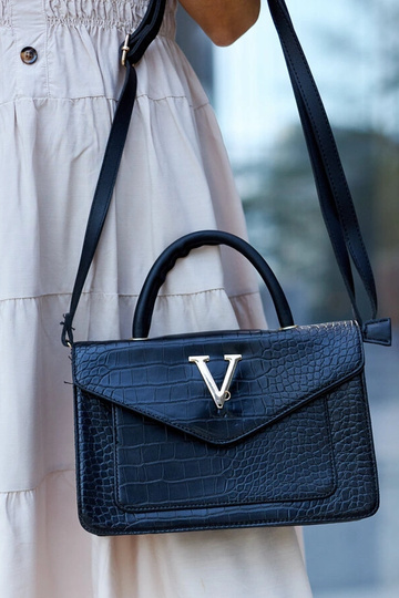 Bolsa de ombro com estampa de crocodilo Barsa