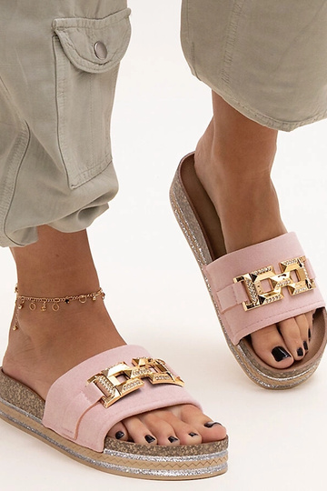 Slides rosa com fivela brilhante Niamh