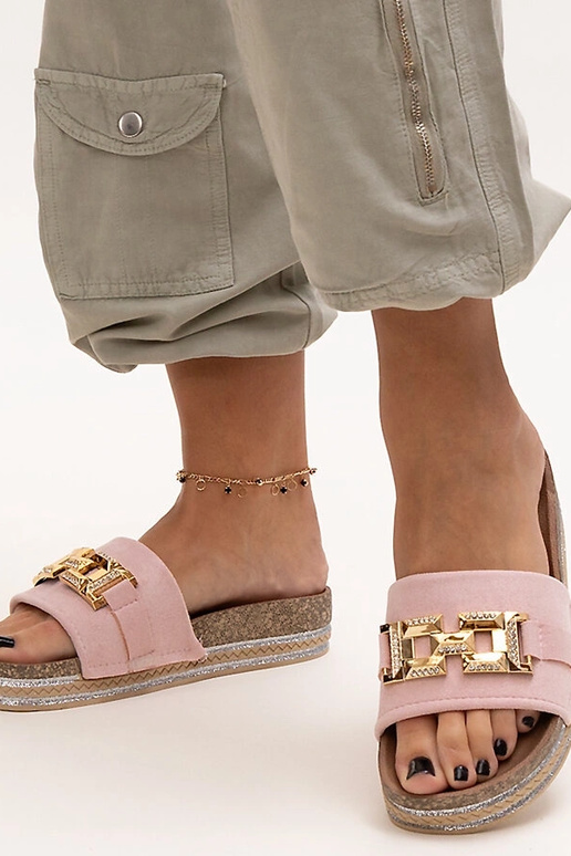 Slides rosa com fivela brilhante Niamh Slides rosa com fivela brilhante Niamh