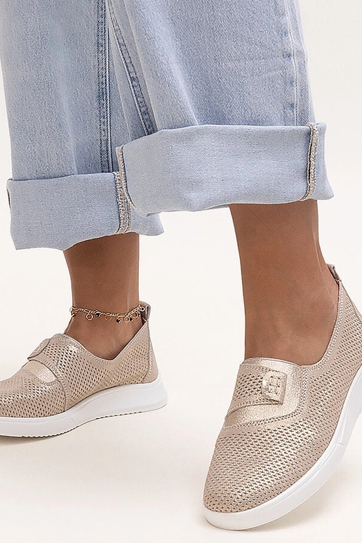 Tênis de couro perfurado Ethels Gold