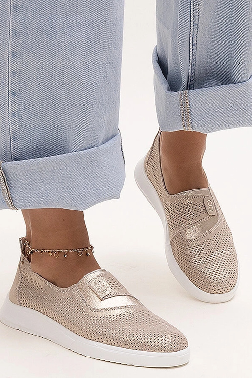 Tênis de couro perfurado Ethels Gold