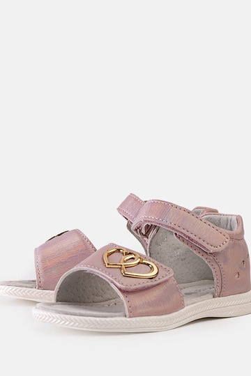 Sandália infantil rosa com palmilha de couro Minka