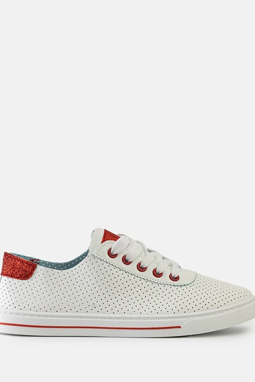 Tênis feminino branco perfurado com cadarço Ruala