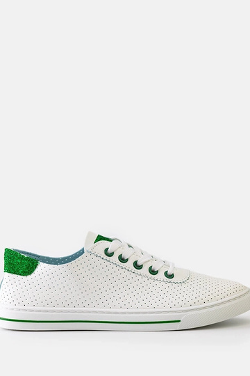 Tênis feminino branco perfurado com cadarço Ruala