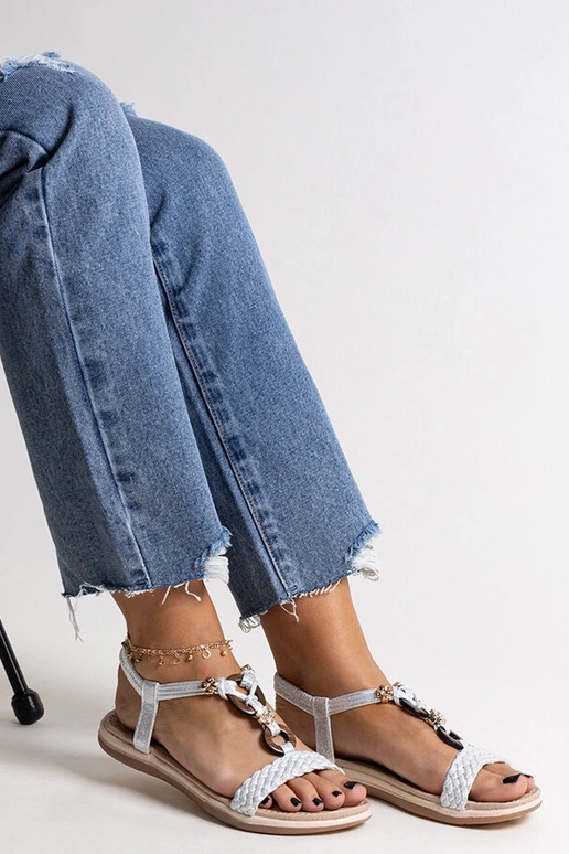 Sandálias trançadas prateadas Izodora