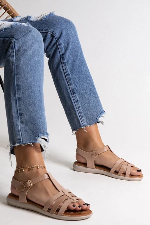 Sandálias de couro ecológico rosa...