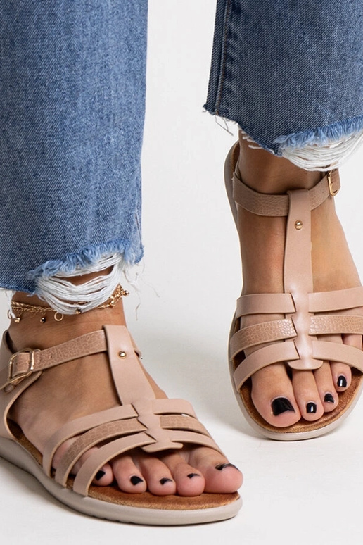 Sandálias de couro ecológico rosa...