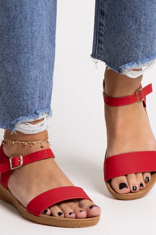 Sandálias vermelhas de couro...