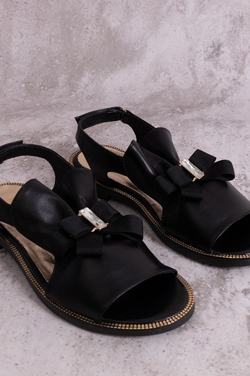 Sandalias pretas com laço e zircônia KARINO 2
