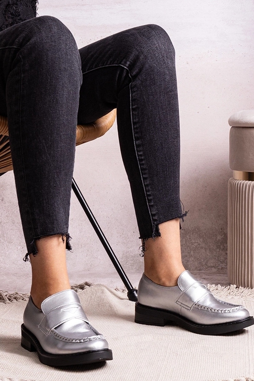 Mocassins Élodie elegantes prateados