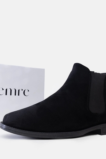 Botas Chelsea masculinas pretas com inserto elástico em camurça sintética Fernand