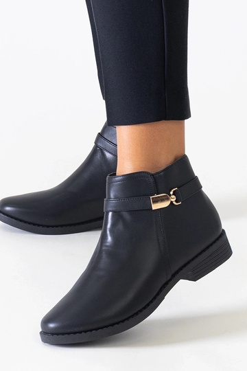 Botas de cano curto pretas com inserções douradas em couro sintético Casetra 2