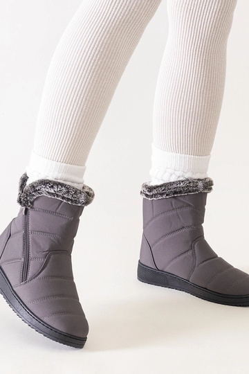 Botas de neve cinza decoradas com pele Khit