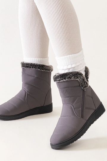 Botas de neve cinza decoradas com pele Khit 2