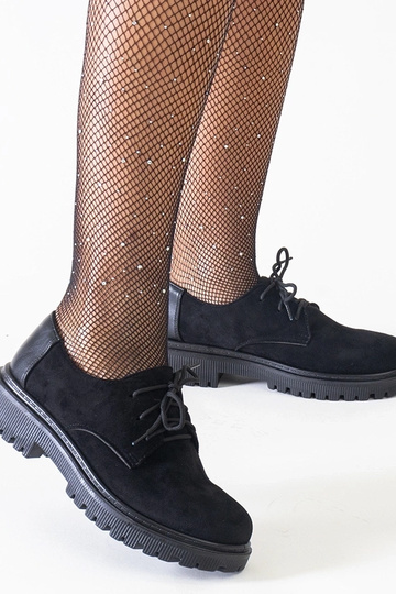 Botas casuais pretas de camurça sintética com cadarço Kalila