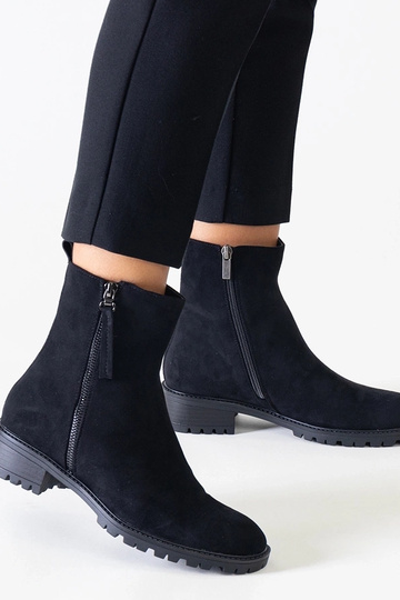 Botas de plataforma alta pretas de camurça sintética Zahra