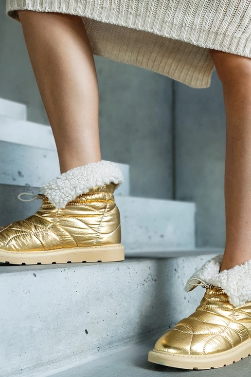 Botas de neve douradas acolchoadas...