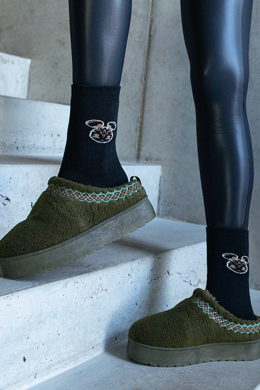 Botas de neve plataforma verde cano...