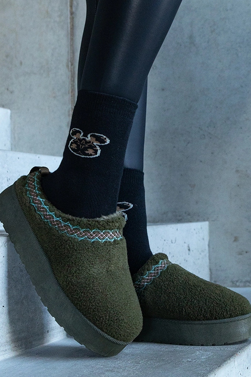 Botas de neve plataforma verde cano...