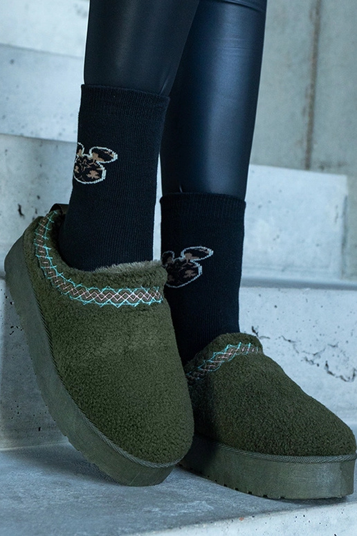 Botas de neve plataforma verde cano...