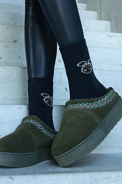 Botas de neve plataforma verde cano...