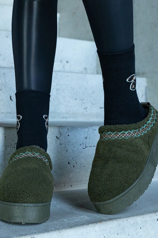 Botas de neve plataforma verde cano...