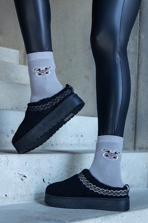 Botas de neve pretas com plataforma e...