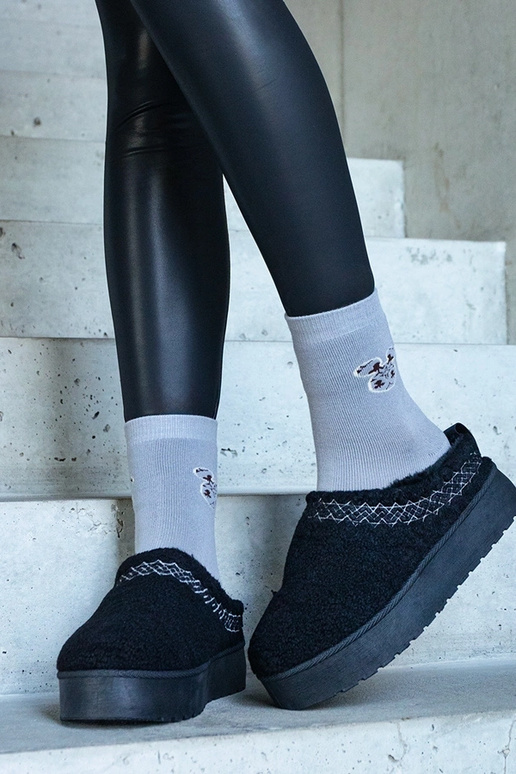 Botas de neve pretas com plataforma e...