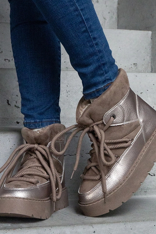 Botas de neve plataforma forradas com...