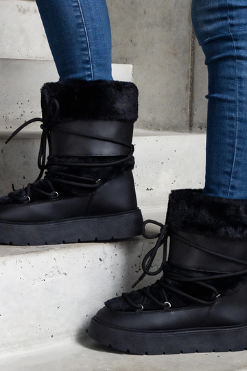 Botas de neve pretas com...