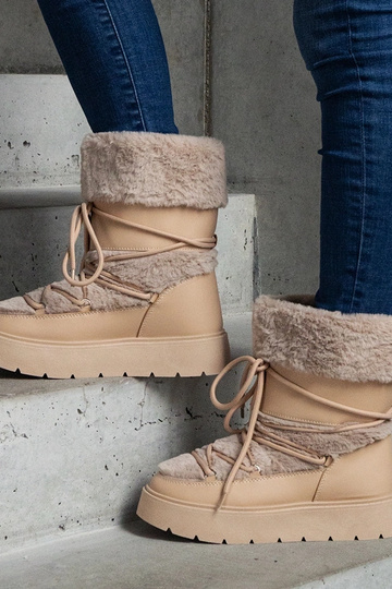 Botas de neve bege com...