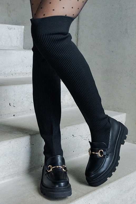 Botas pretas com cano elástico de...