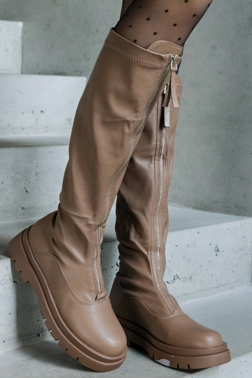 Botas marrons em couro ecológico de...